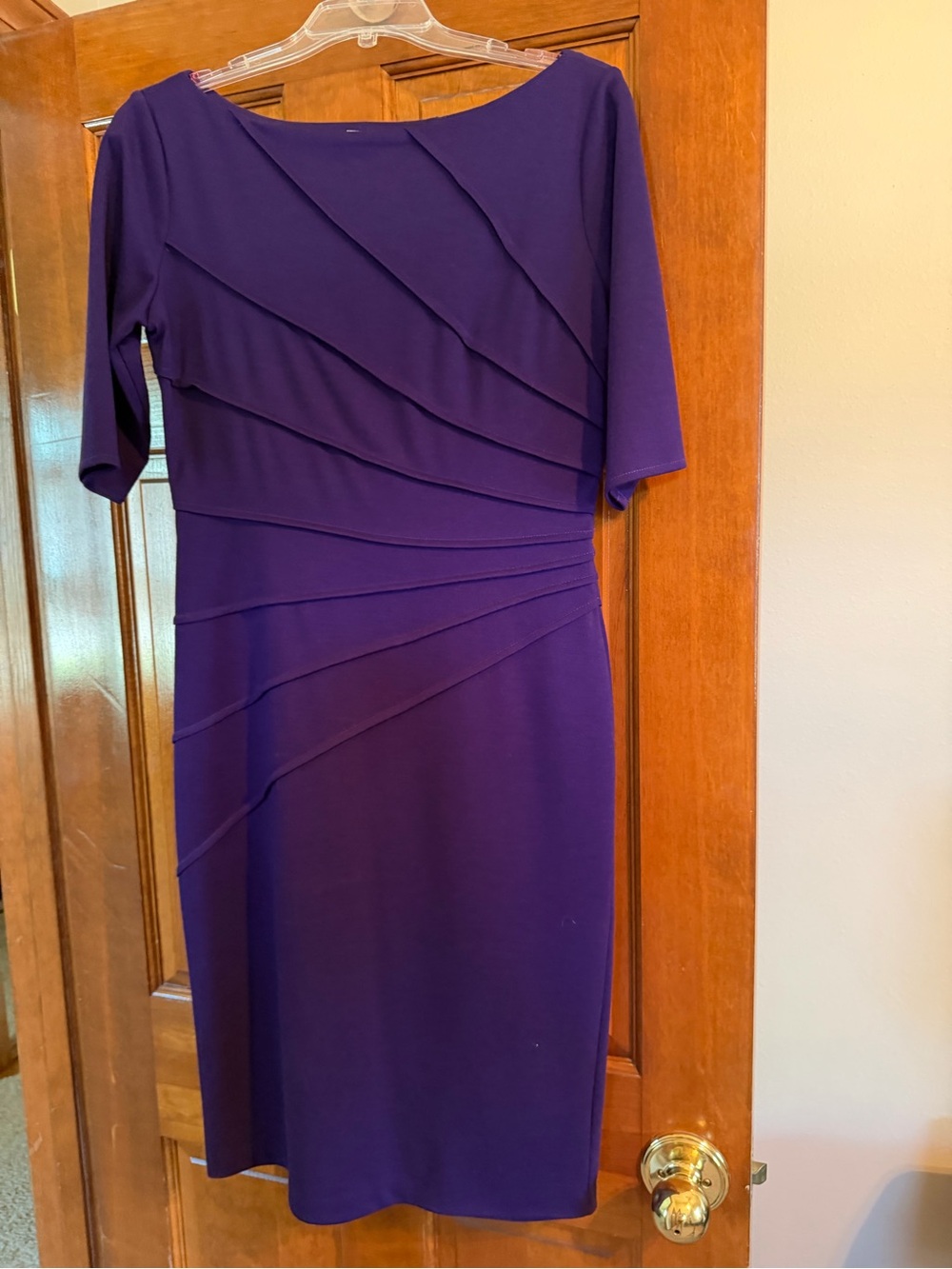 Maggy London Deep Purple Pleated Midi Dress - Picture 2 of 3